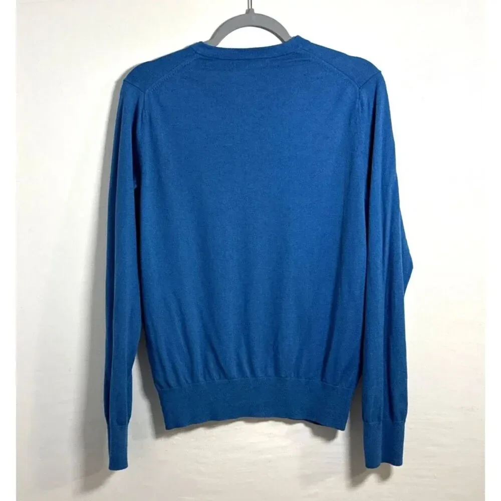 Banana Republic Men's Luxury Blend Blue V-Neck Sweater Silk Cashmere Blend Small